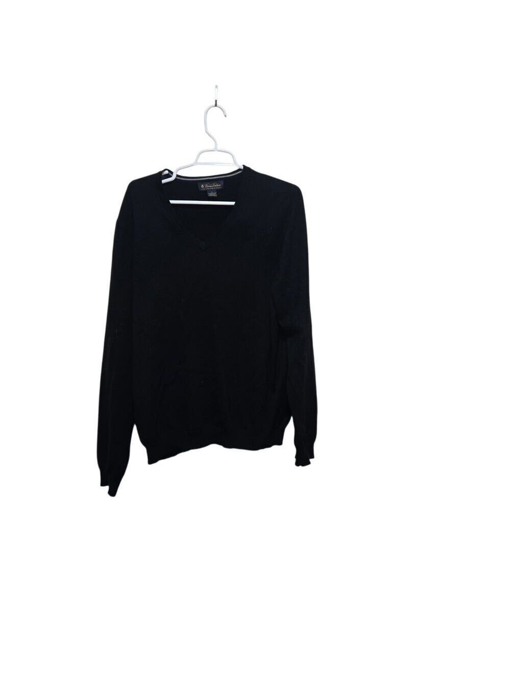 Brooks Brothers Merino Wool V Neck Sweater Mens Large Black